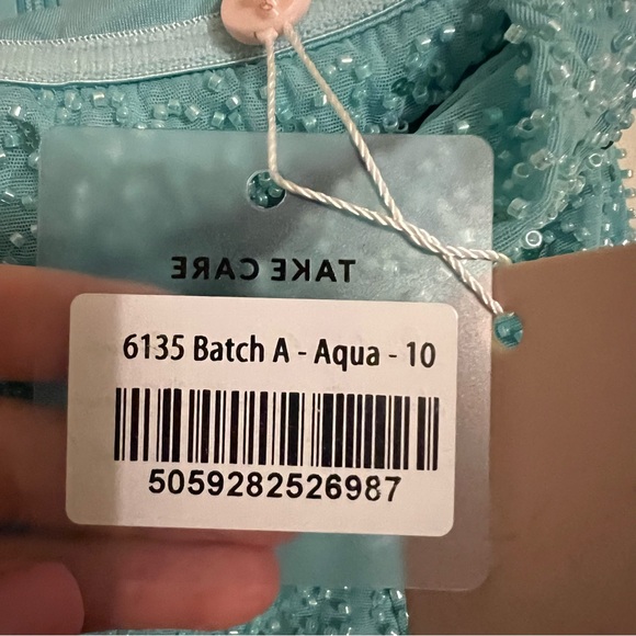 NWT Oh Polly VERBIER Embellished Bandeau Cowl Neck Midi Dress in Aqua size 6 - Picture 3 of 5